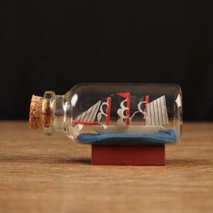 Корабль сувенирный "Тимур", в бутылке, горизонт. 6*2,5*3,5см, 2 штуки