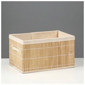 Короб складной для хранения, 20х30 см Н 17 см, бамбук, подкладка, ткань. В упаковке шт: 1