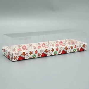 Коробка для для муссовых пирожных "С Новым годом", сладости, 27 x 8.6 x 6.5 см, 5 шт.