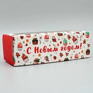 Коробка для кондитерских изделий с окном "С Новым годом", сладости, 26 x 10 x 8 см, 5 шт.