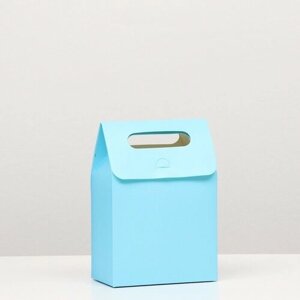 Коробка-пакет с ручкой, голубая, 19 х 14 х 8 см 5 шт