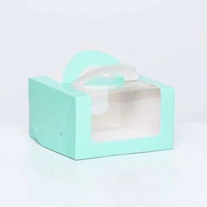 Коробка под бенто-торт с окном, 14 х 14 х 8 см