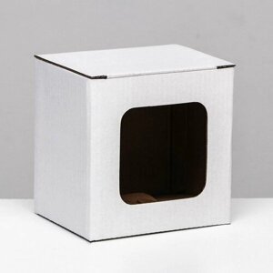 Коробка под кружку, с окном, белая 12 x 9.5 x 12 см, 10 шт.