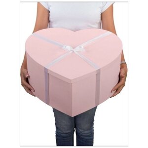 Коробка подарочная 500х450х245мм. розовая сердце
