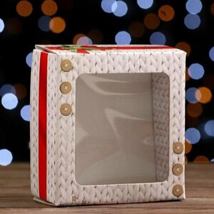 Коробка подарочная, крышка-дно, "Тёплый Новый Год", 14,5 х 14,5 х 6 см (комплект из 14 шт)