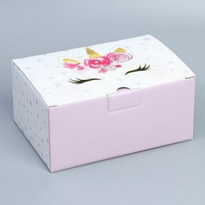 Коробка подарочная сборная, упаковка, "Единорог", 22 x 15 x 10 см