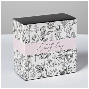 Коробка подарочная складная, упаковка, «Be happy», 14 х 14 х 8 см