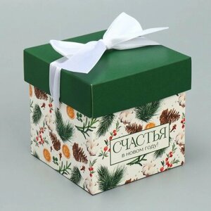Коробка складная «Новогодние ветки», 10 10 10 см