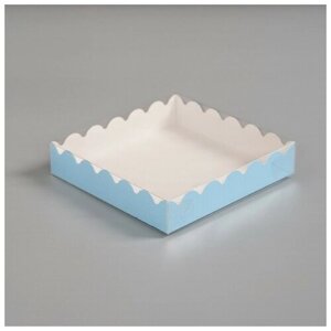 Коробочка для печенья с PVC крышкой, голубая, 12 х 12 х 3 см (комплект из 40 шт)