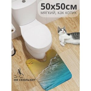 Коврик для туалета с вырезом противоскользящий JoyArty JoyArty "Морские звезды на берегу" 50x50 см
