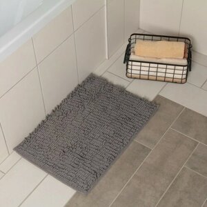 Коврик для ванной Доляна «Букли длинные», 4060 см, цвет серый