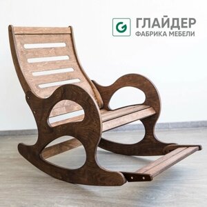 Кресло-качалка деревянное с подножкой Glider Бриз для дома и дачи, цвет бежевый/орех