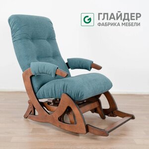 Кресло-качалка для дома и дачи с подножкой, мятниковый механизм Glider Балтик, цвет изумрудный