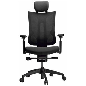 Кресло компьютерное Schairs Tone-M01B макс. нагрузка 120 кг, обивка ткань/сетка, кожаный подголовник черный
