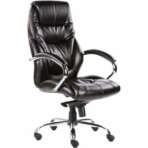 Кресло руководителя Easy Chair кожзам, черный, хром
