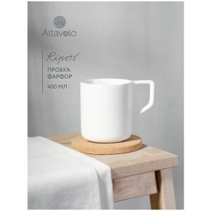 Кружка чашка для чая кофе + подставка под кружку Riposo, большая, белая