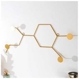 Крючки декоративные металл "Молекулы" золото 23х57,5 см