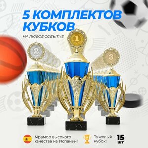 Кубок спортивный наградной, 5 комплектов кубков 1,2,3 место Boketto Art & Love