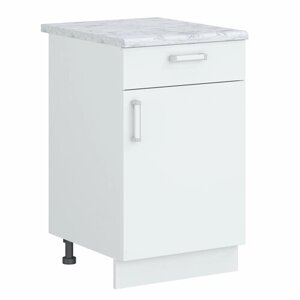 Кухонный модуль №11 со столешницей шкаф нижний напольный с ящиком ЛДСП 50х60х84.5см белый мрамор