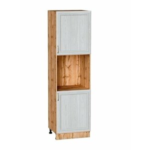 Кухонный шкаф-пенал под технику Шале White Dreamline / Дуб Вотан, ширина 60 см, высота 214 см