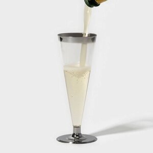 Л для шампанского Флютэ, 150 мл, с металлизированными каемками, цвет прозрачный, шт/уп 6 шт