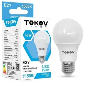 Лампа светодиодная 16вт а60 6500к е27 176-264в | код. TKL-A60-E27-16-6.5K | TOKOV LIGHT (15шт. в упак.)