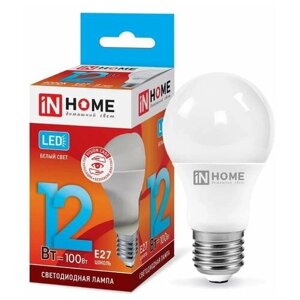 Лампа светодиодная LED-A60-VC 12Вт 230В E27 4000К 1080лм IN HOME 4690612020242 (7шт. в упак.)