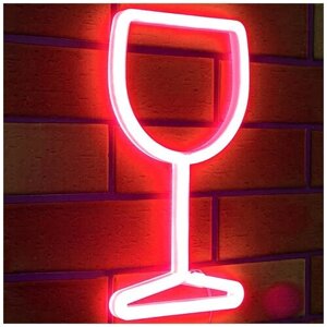 LED светильник "Бокал для вина" красный