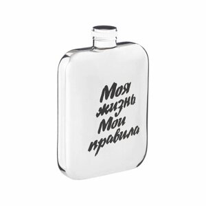 Мастер К Фляжка для алкоголя "Моя жизнь", нержавеющая сталь, подарочная, 180 мл, 6 oz