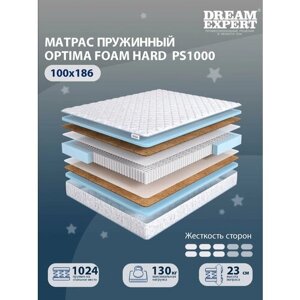 Матрас DreamExpert Optima Foam Hard PS1000 средней жесткости, полутораспальный, независимый пружинный блок, на кровать 100x186