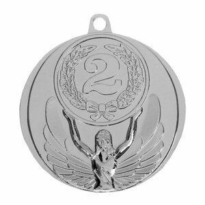 Медаль призовая Командор - 2 место, без ленты, серебристый, d - 4.5 см, 1 шт