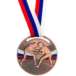 Медаль тематическая Борьба, бронза, d 5 см