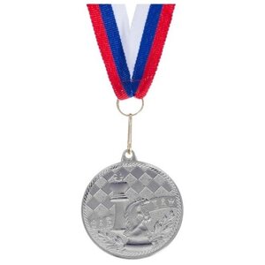 Медаль тематическая "Шахматы", серебро, d 4 см
