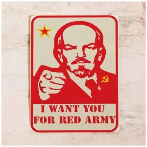 Металлическая табличка I want you for red army, металл, 30Х40 см