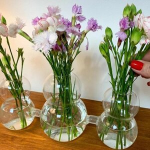 Миниатюрная ваза для цветов, три колбы, тройная ваза стеклянная, 11 см