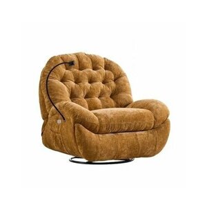 Многофункциональное кресло-качалка, электрическое вращающееся кресло реклайнер для отдыха, одноместный диван (желто-коричневый шенилл, механический реклайнер без качалки и вращения)