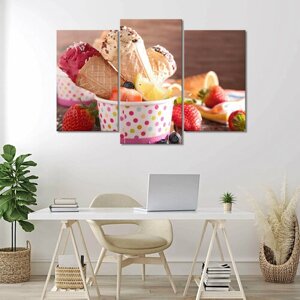 Модульная картина/Модульная картина на холсте/Модульная картина в подарок/натуральное мороженое-natural ice cream120х80