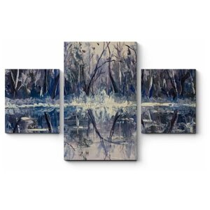 Модульная картина Река в зимнем лесу 180x117