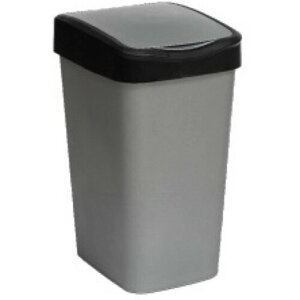 Мусорное ведро для кухни 10л с крышкой Tandem, цвет серый металлик / контейнер для мусора для туалета
