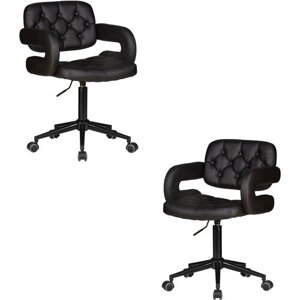 Набор 2 шт. Офисное кресло для персонала DOBRIN LARRY BLACK, LM-9460_BlackBase, чёрный