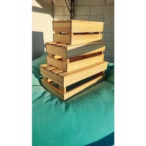 Набор 3 ящика деревянных для хранения 34х20х12 см