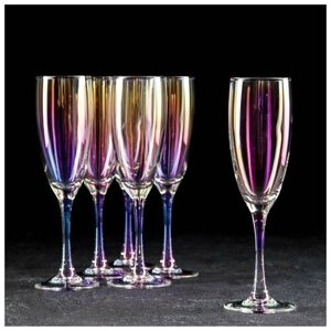Набор бокалов для шампанского Радуга, 170 мл, 6 шт, цвет перламутровый