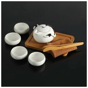Набор для чайной церемонии «Тясицу», 8 предметов: чайник 120 мл, 4 чашки 50 мл, щипцы, салфеточка, подставка