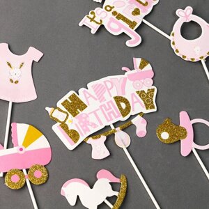 Набор для украшения «С днём рождения, доченька», набор 7 шт. (комплект из 10 шт)