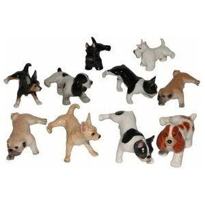 Набор фарфоровых фигурок KLIMA "Собака писающая", 10шт, 4см (Франция)