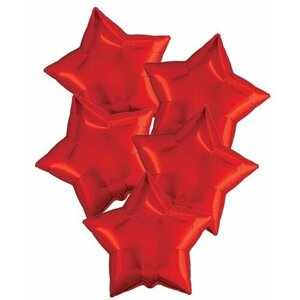 Набор фольгированных шаров 19' звезды, цвет красный, набор 5шт.