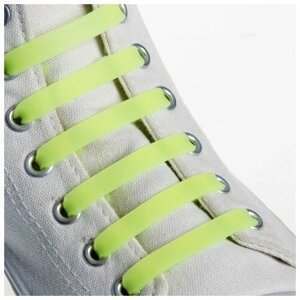 Набор шнурков для обуви, 6 шт, силиконовые, плоские, светящиеся в темноте, 13 мм, 9 см, цвет желтый. В упаковке шт: 1