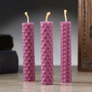 Набор свечей из вощины "Интуиция и понимание сути" , 3 шт, 8х1,7 см, 45 мин, фиолетовый (комплект из 10 шт)