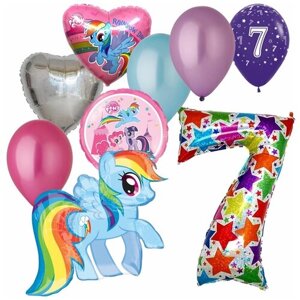 Набор воздушных шаров Литл Пони, My Little Pony и шар-цифра 7