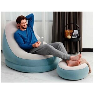 Надувное кресло Comfort Cruiser Inflate-A-Chair, голубой, 121х100х86 см, с пуфиком 54х54х26 см, BestWay